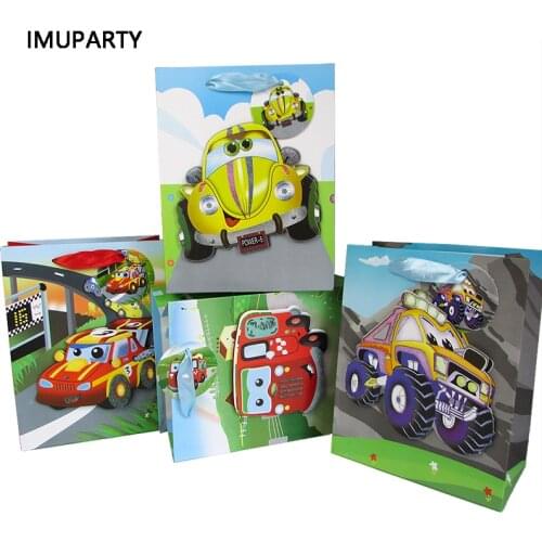 Cartoon Cars Gift Bags SUV Bus Package Bag for Kids Birthday Party Supplies Party Racing Car Favors Packaging Baby Shower