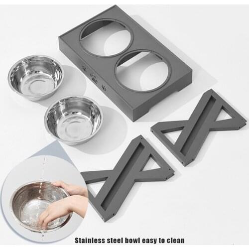 Adjustable Dog Bowls Stand Raised with Stainless Steel Bowls Adjusts to 3 Heights for Medium Large Dogs and Pets JA55