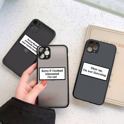 Funny letter Quotes Text Art design luxury Phone Cases matte transparent For iphone 7 8 11 12 plus mini x xs xr pro max cover