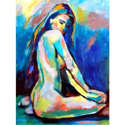 Hand Made Art Bbstract Indian Sexy Woman Female Nude Body painting Home Decor Painting on Wall