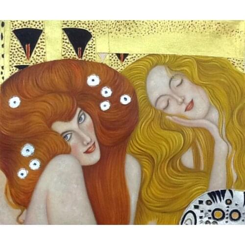 Hand Painted Abstract Oil Painting Modern Abstract - Beethoven Frieze by Gustav Klimt Famous Oil Reproductions Picture