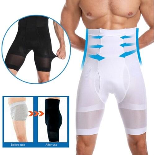 Men Waist Trainer Shapewear High Waist Tummy Abdomen Leg Control Shorts Anti-Curling Slimming Body Shaper Underwear Boxer Brief