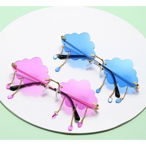 2021 Vintage Clouds Tassel Fishing Sunglasses Fashion Rimless Driving Glasses Women Men Frameless Punk Glasses Shades UV400