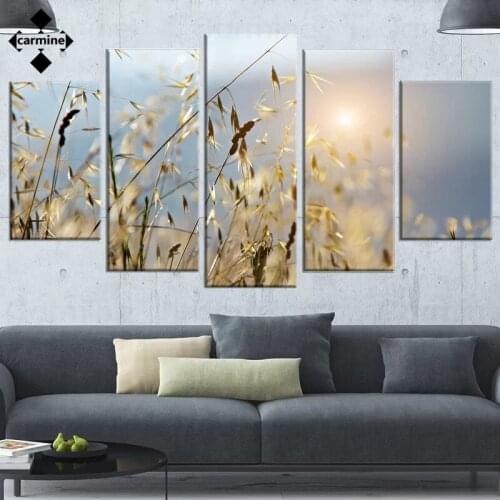 Morden Canvas Poster Reed Wheat Wall Art Painting 5 Pieces Nordic Plants for Home Decor Wall Poster Frameless Wall Picture Decor