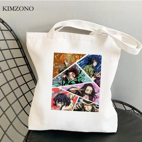 Demon Slayer Kimetsu No Yaiba shopping bag canvas recycle bag shopping bolsa bag sacola bolsa compra custom