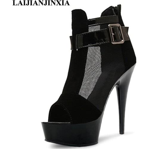 LAIJIANJINXIA Sexy Spring Womens 15cm Thin High Heels Pole Dance Shoes Night Club Party Platform Sandals Dancing Shoes