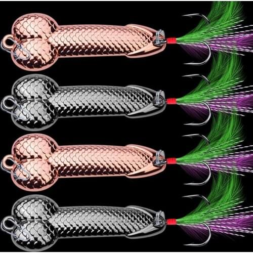 Outdoor Spoon Fishing Lure High Quality Bright Metal Simulation Fish Hard Bait Tackle with Hook with Feather Lure Bait Tackle