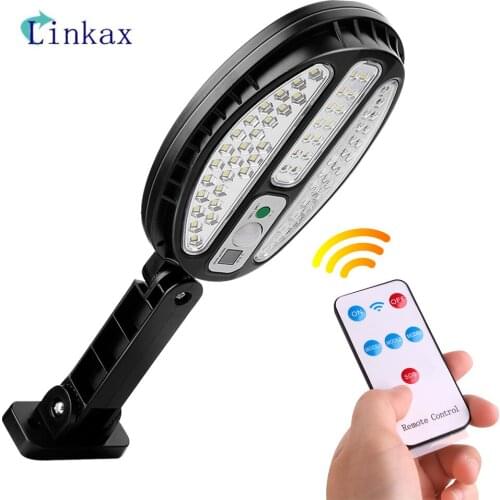 LED Solar Street Light Remote Control Outdoor Solar Lamp 3 Modes Waterproof PIR Motion Sensor Powered Sunlight Wall Lamp Garden