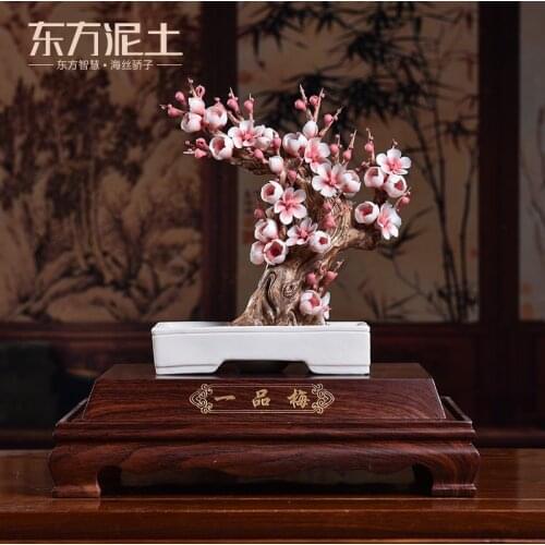 Oriental clay ceramic plum furnishing articles sculpture art sitting room porch decoration high-end gift/yipin mei