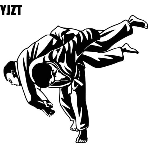 YJZT 17.2CM*15.2CM Martial Arts MMA Fight Jiu Jitsu Sport Decor Stickers Decals Vinyl Car Accessories Black/Silver C31-0092