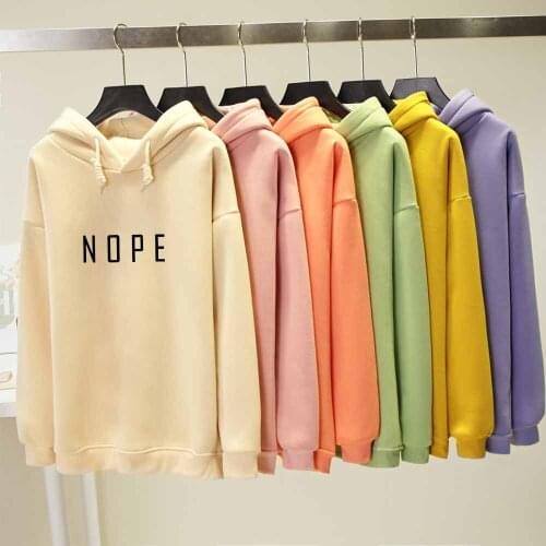 Funny Hoodie Unisex Sweatshirt Nope Letter Print Oversized Hoodie Harajuku Pullover Loose Casual Sweatshirts Plus Size Tops