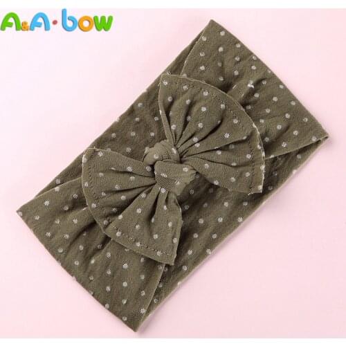 1PCS New Baby Dot Width Nylon Headbands,two sew line bow headband, Knot Nylon Headwear Turban, Girls Hair Accesseries