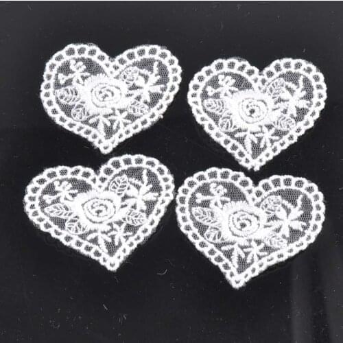 10pcs/lot Heart Lace Applique Mesh Trim For Garment Accessories Decoration Sew On Guipure Lace Fabric CP0991