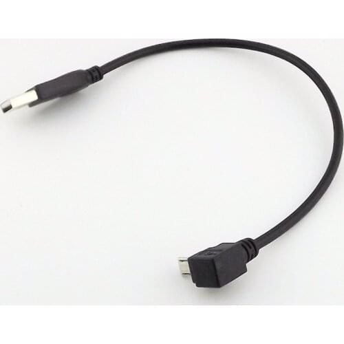 10Pcs Down Angled Micro USB Male to USB 2.0 A Male Data Charge Cable 25cm