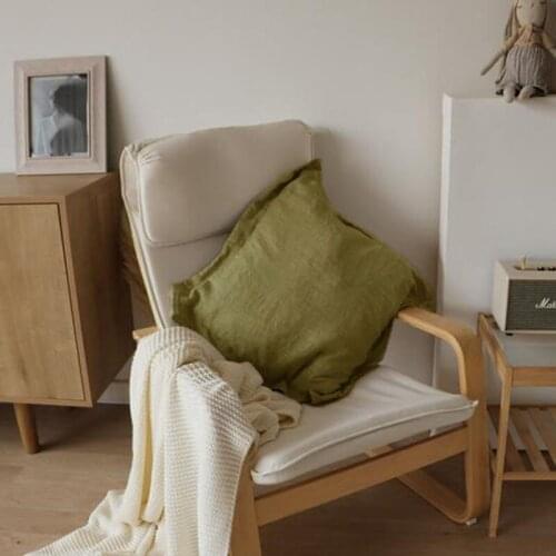 100% Natural Linen Olive Green Wide Flange Pillowcase Pillow Cove Pure Decorative Throw Cushion Cover Yarn Dyed Flax Sofa