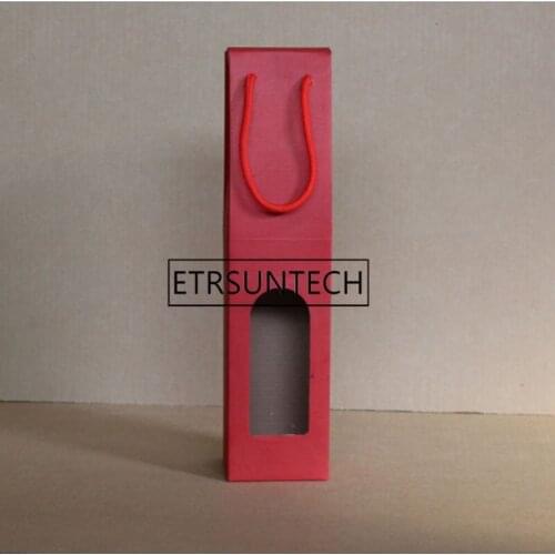 100pcs Kraft Paper Red Wine Box Handheld Single/Double Red Wine Bottle Bag Window Gift Packaging Box Party Supplies