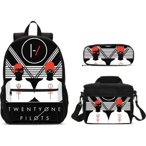 New 3pcs/set Twenty One Pilots Men Backpack School Bags Printing School Backpacks For Teenager Boys Travel Bag Rucksacks Mochila