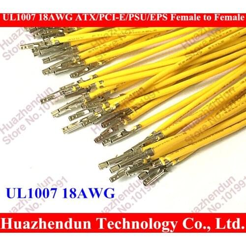 3000PCS/LOT UL1007 18AWG ATX / PCI-E / PSU / EPS Female to Female/male,male to male Crimp Terminal Pins Wire - Yellow/Black DHL