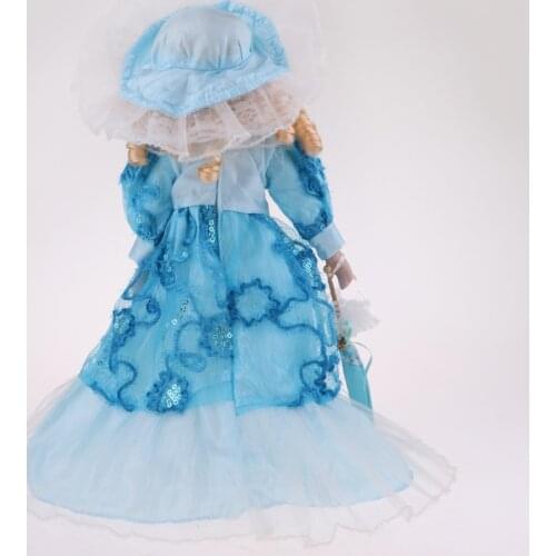 40cm Victorian Porcelain Girl Doll People Figure With Clothes Blue Kids Gift