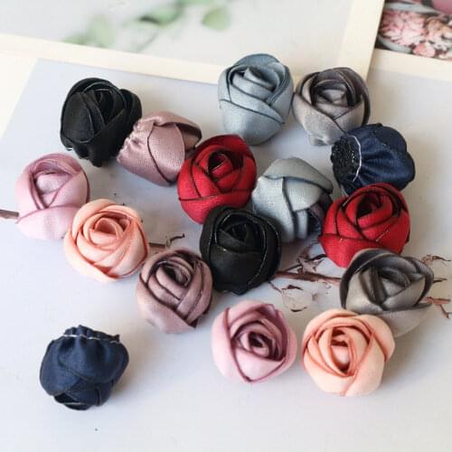 5Pcs/lot 2CM Burning Edge Handmade Fabric Simulation Rose Flower For Clothing Decoration DIY Hair Accessories