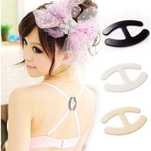 6 Pcs Wedding Bra Straps Bra Clip Buckles Shadow-Shaped Buckle Conceal Clear Cleavage Bra Extender Holders Silicone Bra Click