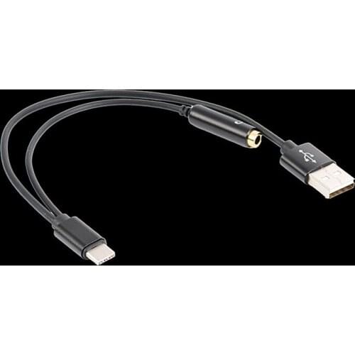 2 in 1 Type C to 3.5mm Female Audio AUX Cable with USB Charge Adapter Sync Data for Motorola Moto Z, Le Pro 3