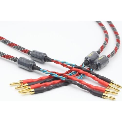 Oxygen-free Copper OFC Audio Speaker Cable HI-FI Amplifier Banana Spade Plug - One Pair