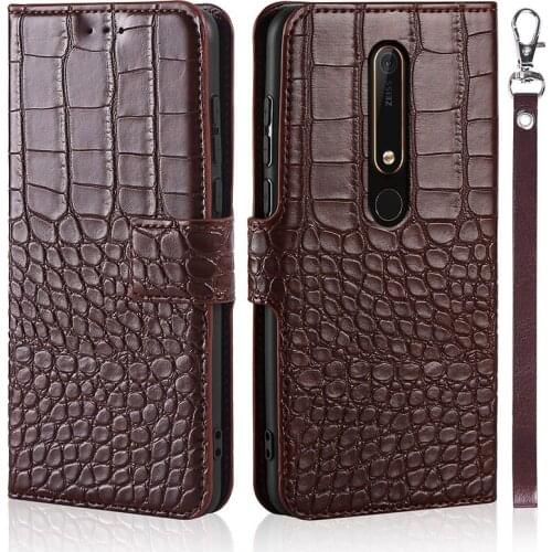 Luxury Crocodile texture Leather Wallet Flip Case for Nokia 6 2018 case Phone cover for Nokia 6.1 case with Card Holder