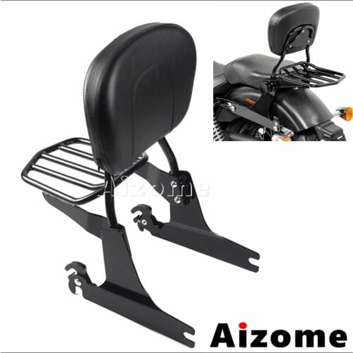 Black Sissy Bar Motorcycle Backrest Detachable Luggage Rack For Harley Dyna Fat Bob FXDF XDFSE 2008-UP Wide Glide FXDWG 2010-UP