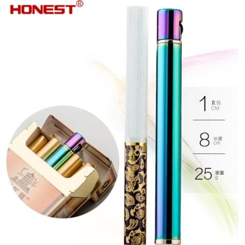 Honest butane gas igniter windproof cigarette type ultra-thin small match stick grinding wheel lighter can put cigarette case