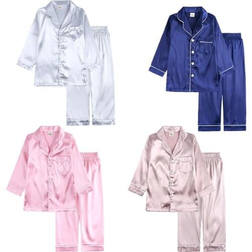 Kids Pajamas Sets Girls Boys New Summer Sleepwear Set Baby Long Sleeve Top + Pants 2-Pce Suit Loungewear Children Clothes Set