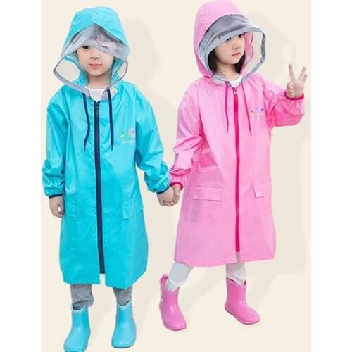 Children Raincoat Outdoors Camping Trekking Baby Child Pupil Male Girl Kindergarten Reflect Light Bar Poncho Hidden Bag Position