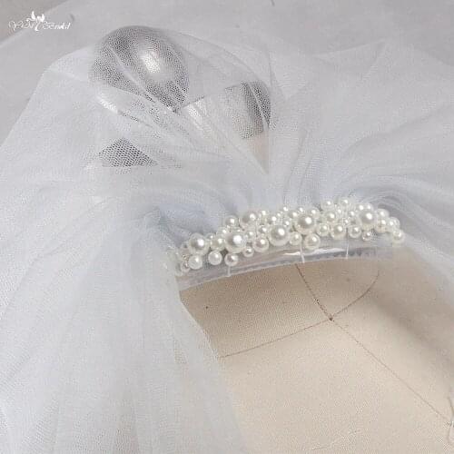 RSV125 Gray Colored Two Layers Floor Length Veils With Pearls