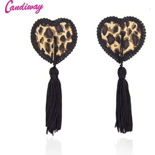 Fetish heart Breasts Stickers leopard Tassels flirt girl Chest Paste womens Adhesive Nipple Covers Pads sex toys for woman