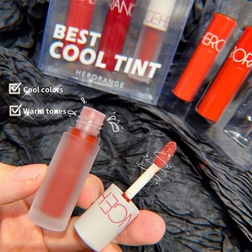 HERORANGE 3pcs Mini Lip Glaze Matte Matte Lipstick Set Long-lasting Moisturizing Not Easy To Fall Offnon-stick Lip Makeup