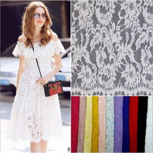 1.5MX1.5M Wide Embroidery Eyelash Cotton Lace Fabric French Cord Lace Nigerian Party Wedding Dress Mesh Lace Accessories