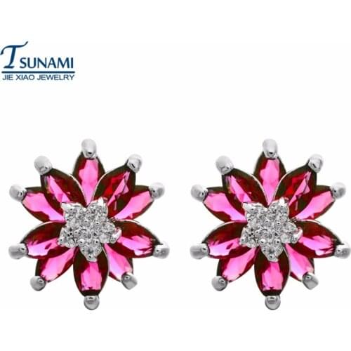 Famous brand flower zircon earrings for women/girls Four color romantic fashion jewelry high stone ear nails ER-102