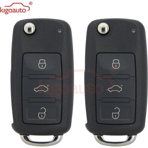 Kigoauto 2pcs 300 959 753AA flip remote key shell 3 button for VW Touareg 2004 2005 2006 2007 2008 2009 2010 2011