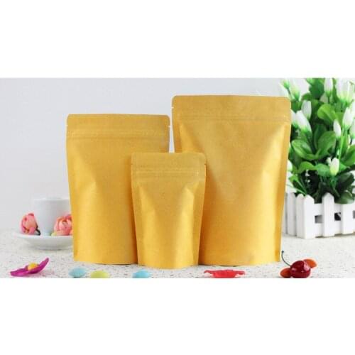 11*18.5+3cm 1000pcs Stand Up Aluminum Foil Brown kraft paper bags with Zipper lock for Food/Tea/Nut Resealable Packaging Bag