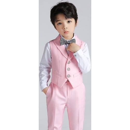 Boys Girls Formal Vest+Short+Bowtie 3Pcs Wedding Suit Gentleman Kids Performance Dress Children Graduation Party Clothing Set