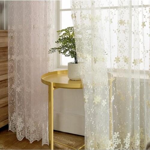 Korean Fresh White Gypsophila Lace Embroidery Sheer Curtains For the Living Room Customized Floating Window Bedroom