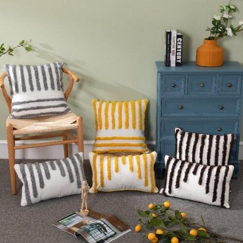 Moroccan Striped Pillowcase White Black Grey Cushion Cover 30x50cm/45x45cm Tufted Pillow Cover Decorative Pillowcase Boho Decor