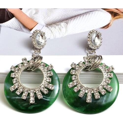 Statement Long Acrylic Crystal Earrings High-quality Fashion Round Drop Earring Jewelry Accessories For Women Wholesale
