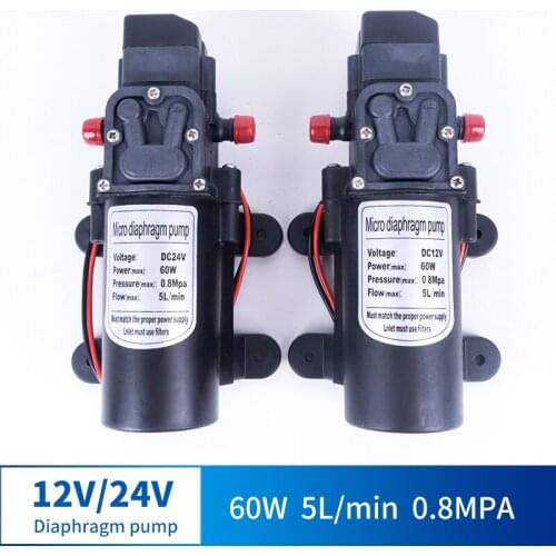 12V 24V 60W 5L / Min Miniature High Pressure Diaphragm Pump With Pressure Switch Type Multi-function DC Pump