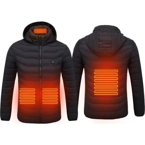 Men Winter Front and back heating Jackets Smart Thermostat women Warm Hooded Heated Clothing Fever 4 places cotton-padded jacket