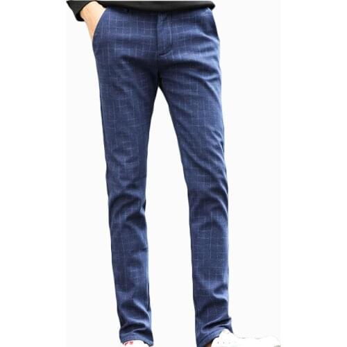 Mens Winter plus velvet thickening warm jeans male business leisure straight Jeans stretch plaid pants ZL806