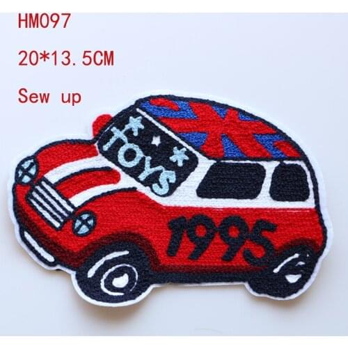 Cartoon Decorative Patch British flag red car icon Embroidered Applique Patches For DIY Iron on Badges Stickers on backpack