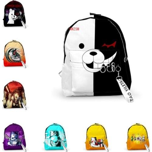New Anime Danganronpa Monokuma Cosplay Props Black White Bear Backpack Teen Oxford Knapsack Large Capacity Zipper Rucksack Bags