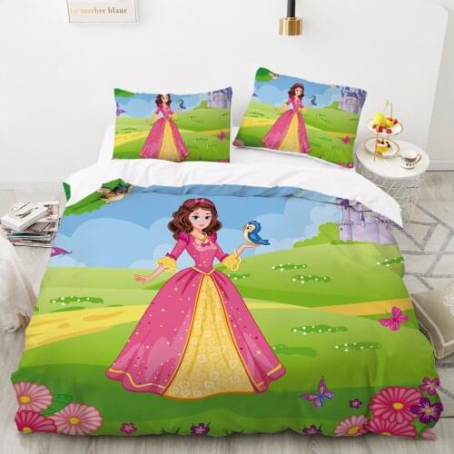 Cartoon princess Bedding set Kids Baby child For home Bed Linen Duvet Cover Set 140x200 200x200 single twin full 140*200 lovely