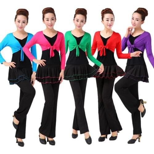 Square dance clothing new culottes milk silk double-layer flat color side dance pants female Slim fit pants casual sportswear